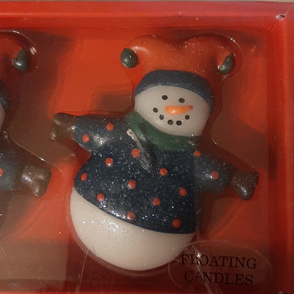 Set of Three Floating Snowman Candles